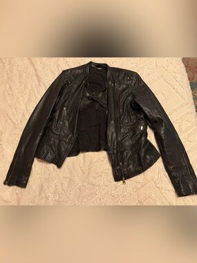Vintage Y2K Black Leather Moto Jacket - Women's Classic Style